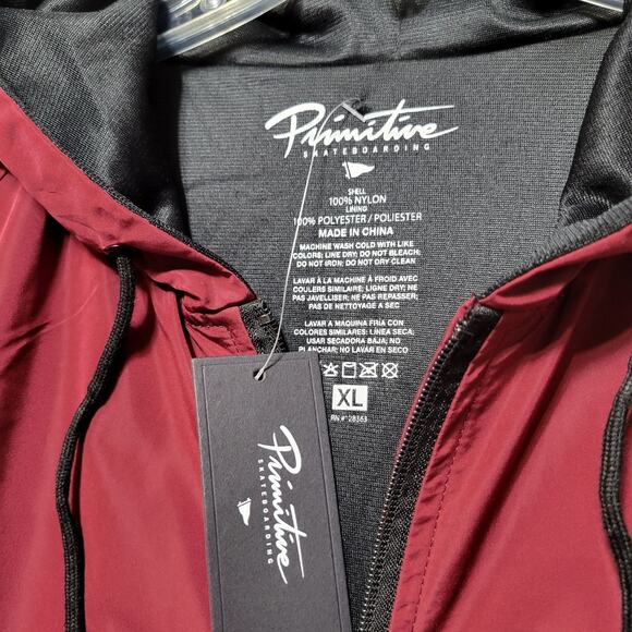 Primitive Men’s XL Bomber Varsity Jacket Maroon Skateboarding Hooded "Big P" - Picture 7 of 11